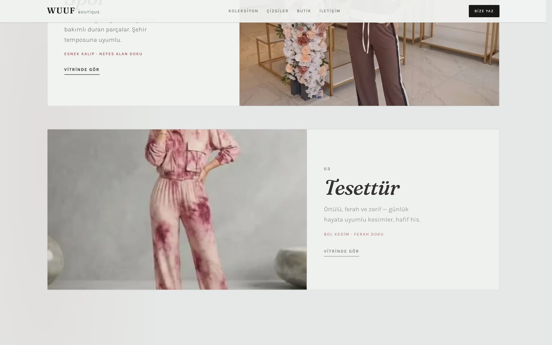 Wuuf Butik sportswear line collection section