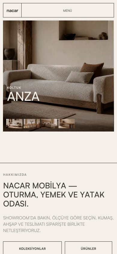 Nacar Mobilya, mobile view