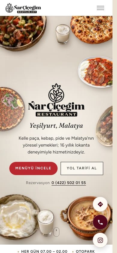 Nar Çiçeğim Restaurant, mobile view