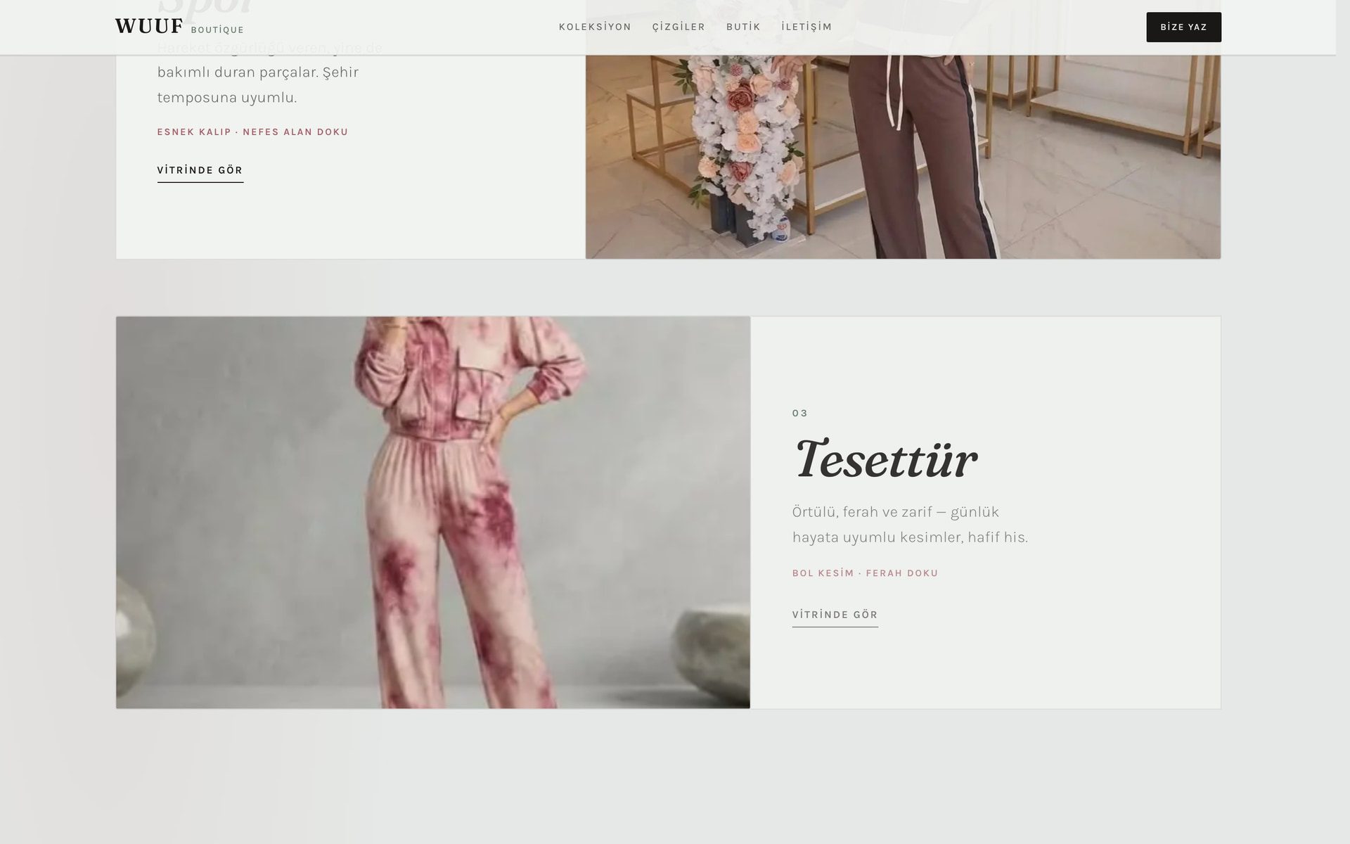 Wuuf Butik sportswear line collection section
