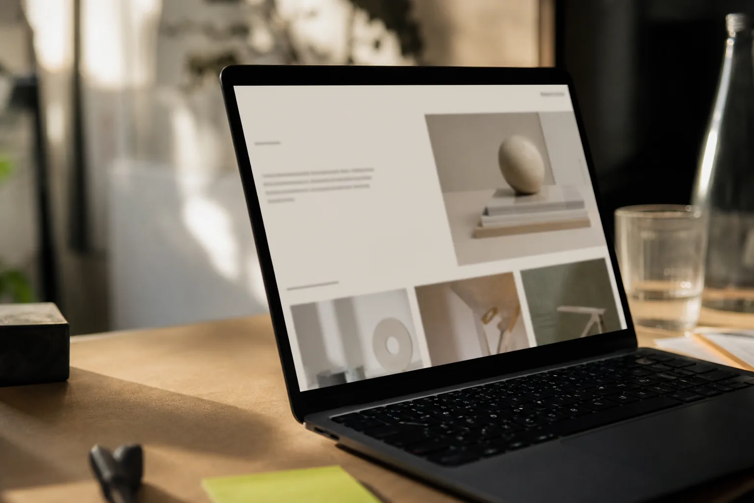 Typography and layout detail on a premium brand homepage