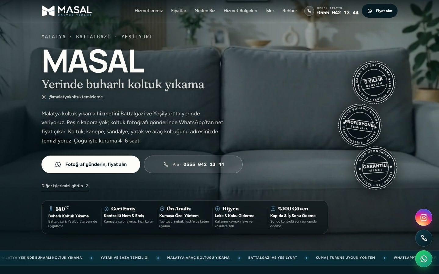 MASAL Koltuk Yıkama, desktop view