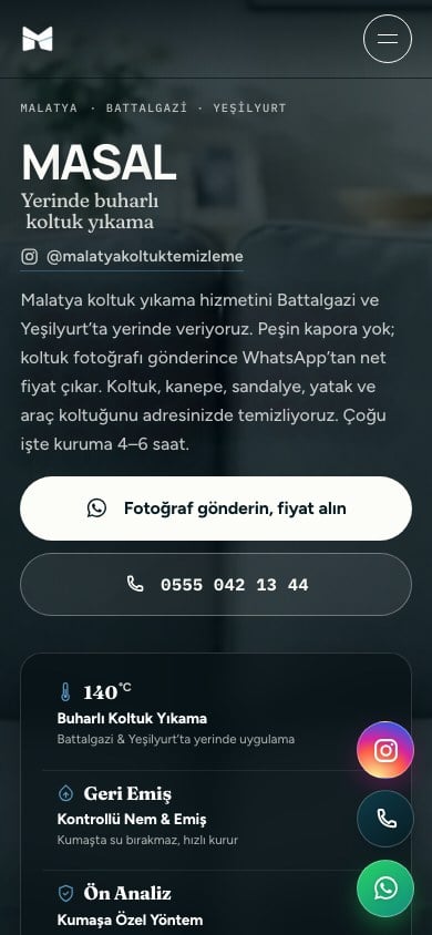 MASAL Koltuk Yıkama, mobile view