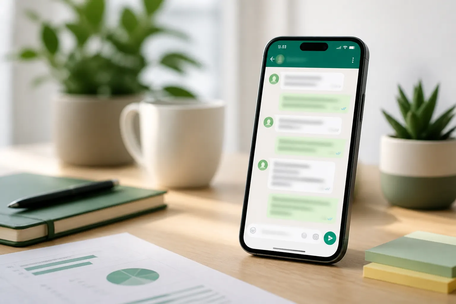 WhatsApp üzerinden müşteri görüşmesini gösteren akıllı telefon