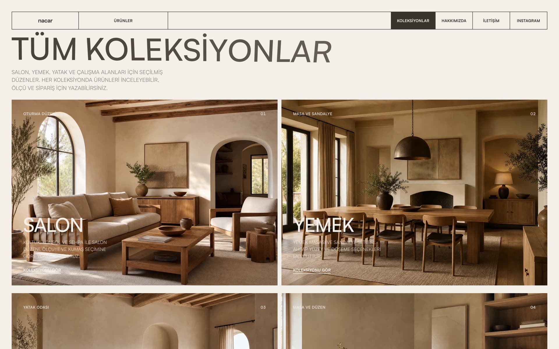 Overview grid of living, dining, and bedroom collections