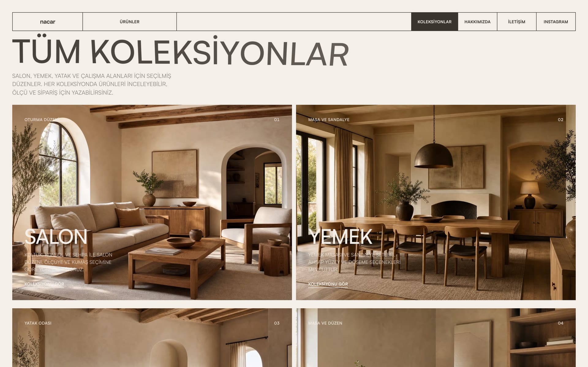 Overview grid of living, dining, and bedroom collections