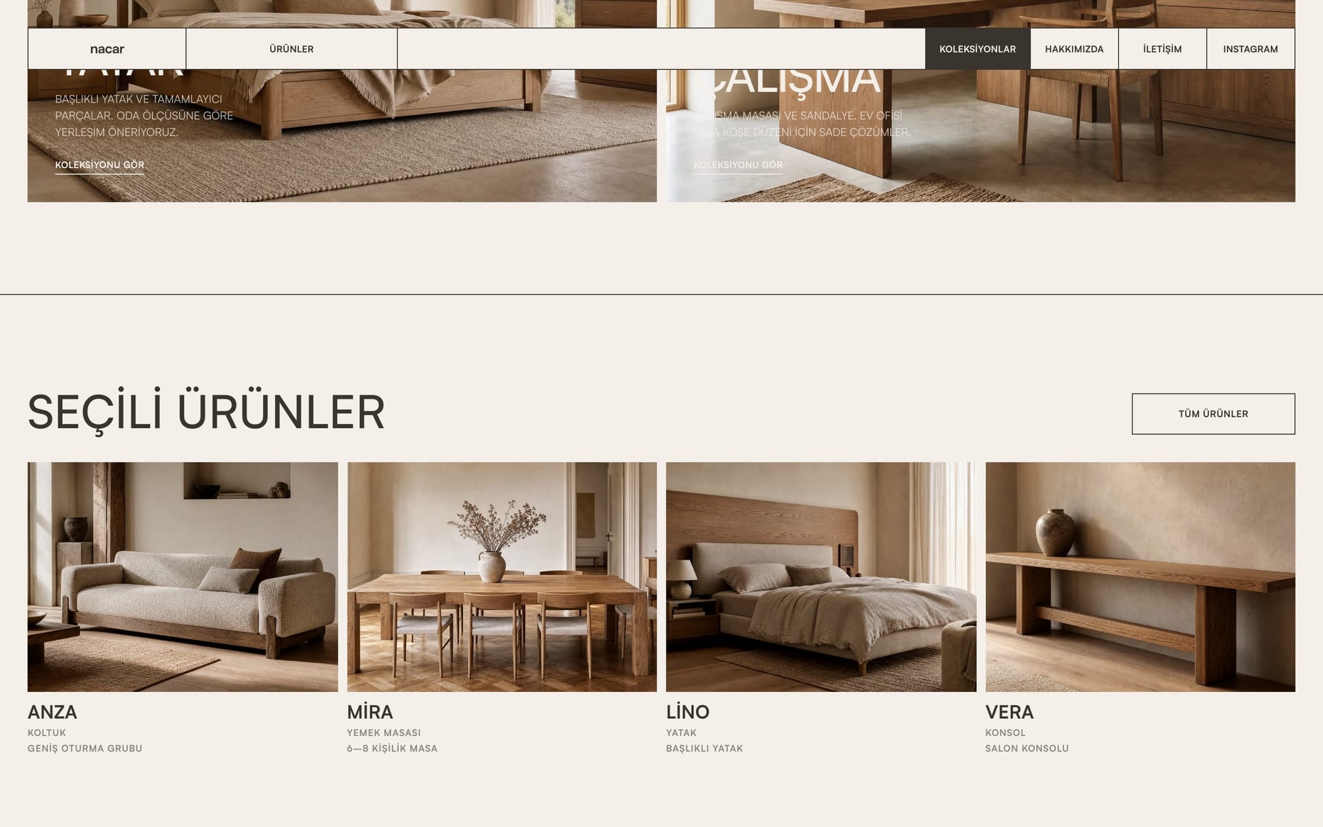 Wide view of Nacar Mobilya bedroom collection lineup