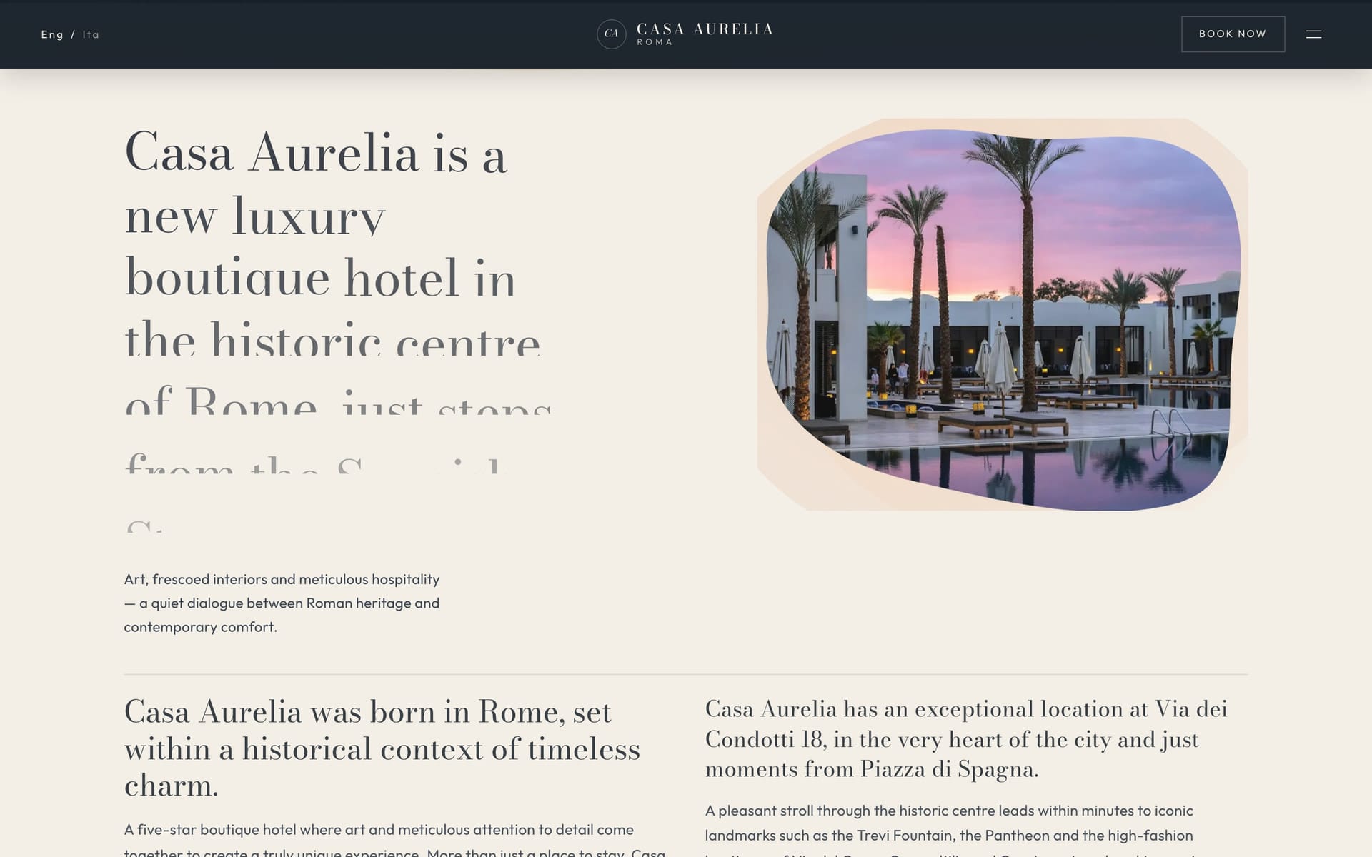 Hotel story and brand introduction text section
