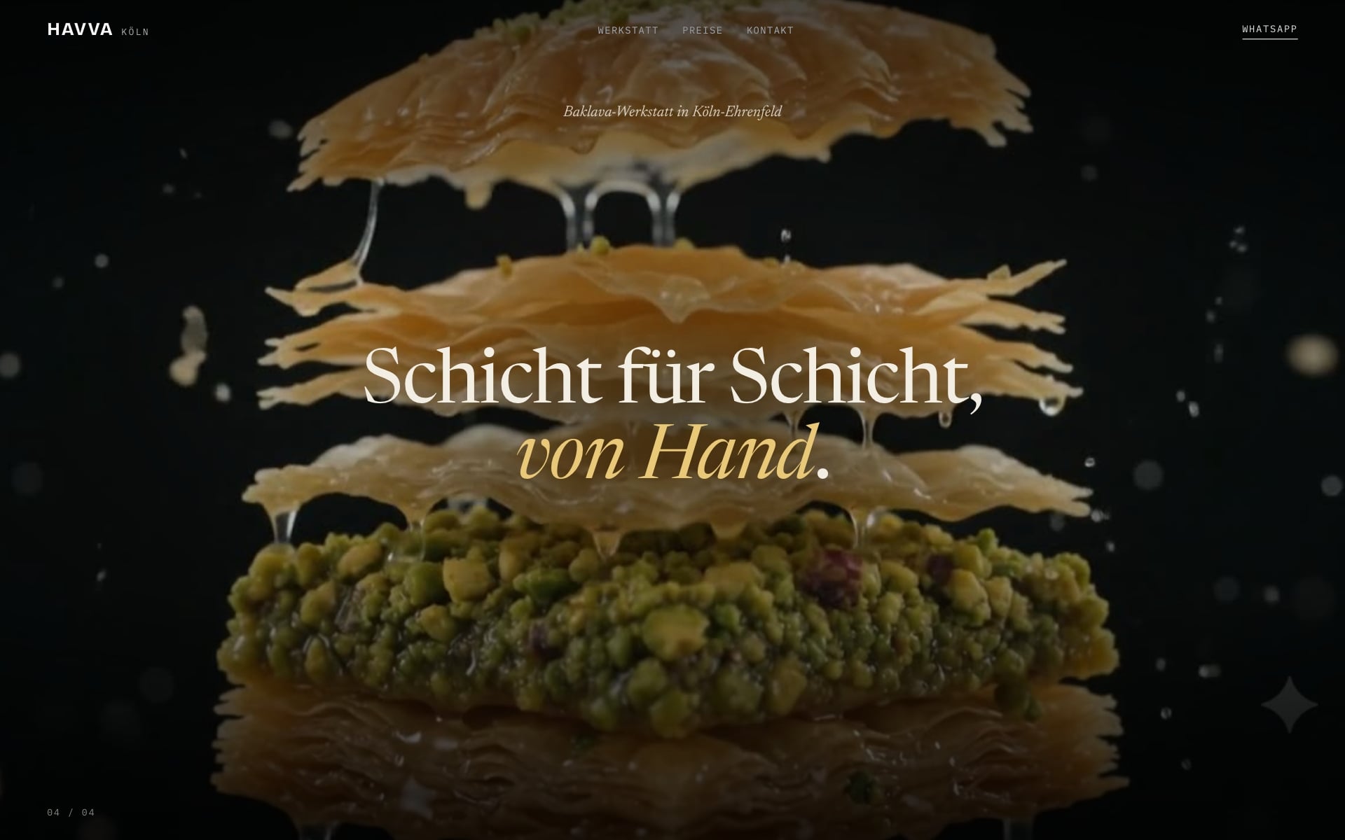 Havva Köln baklava atölyesi sitesinin masaüstü görünümü.