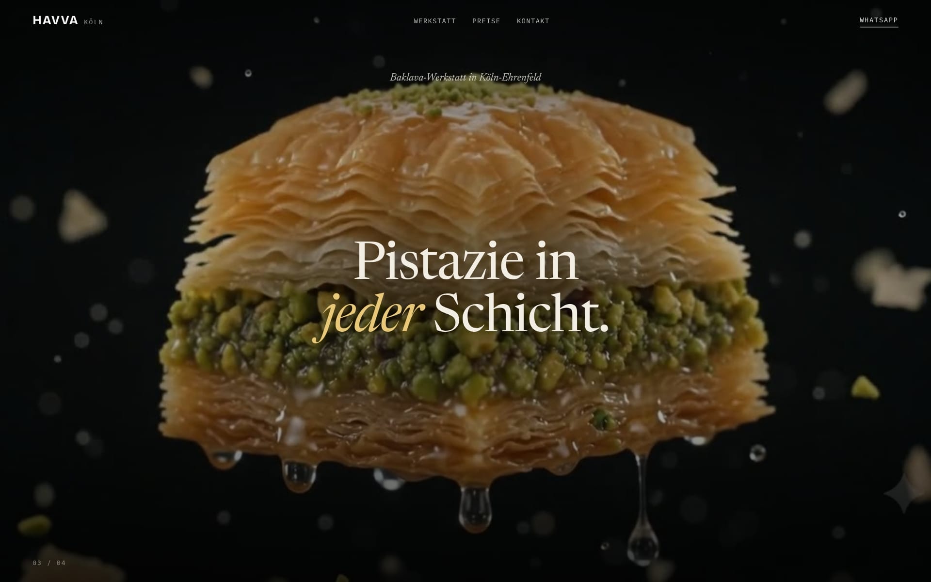 Close detail of Antep pistachio between pastry layers