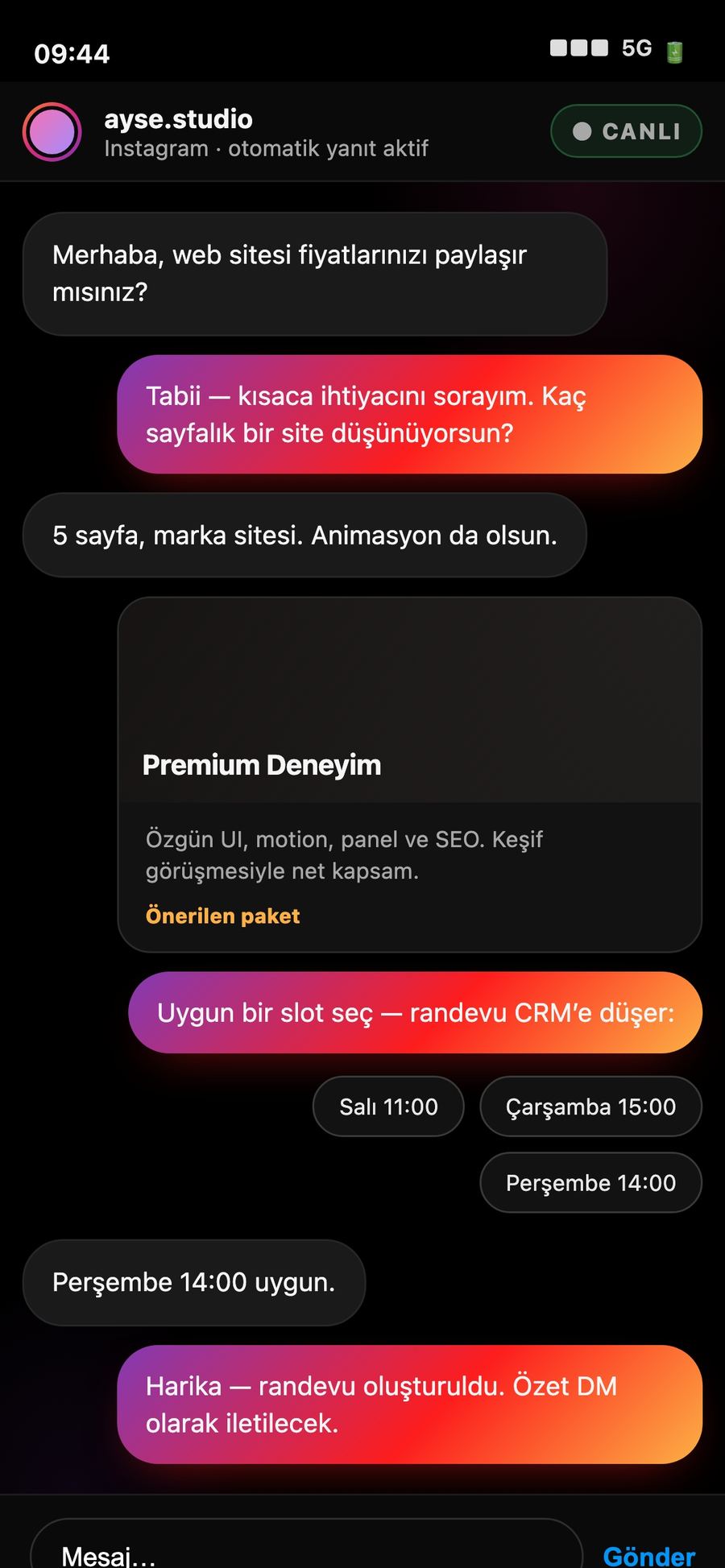 Instagram Mesaj Asistanı