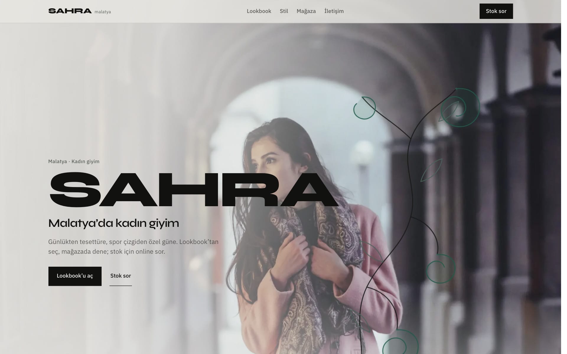 Sahra Butik women's wear homepage hero
