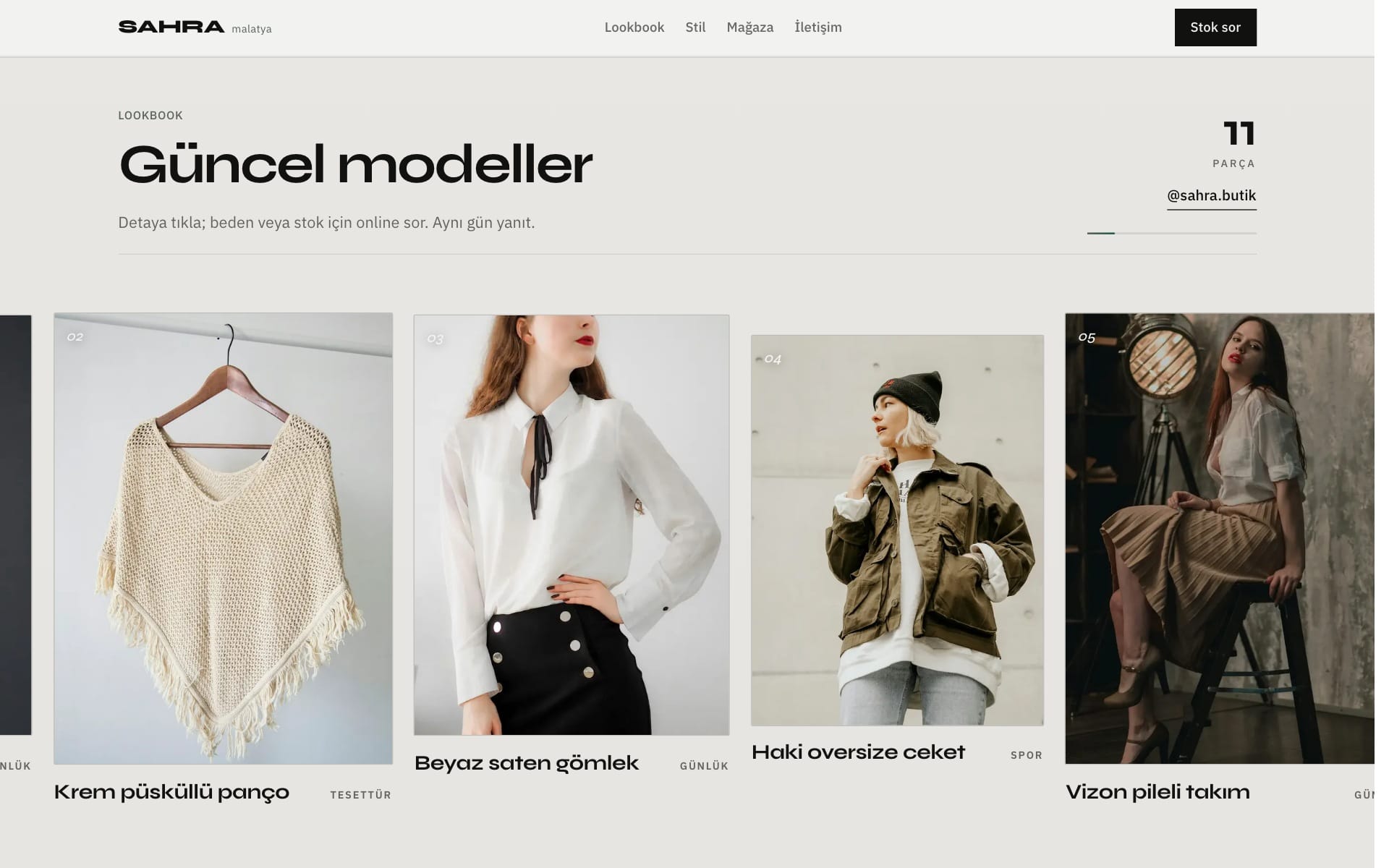 Current models lookbook grid layout