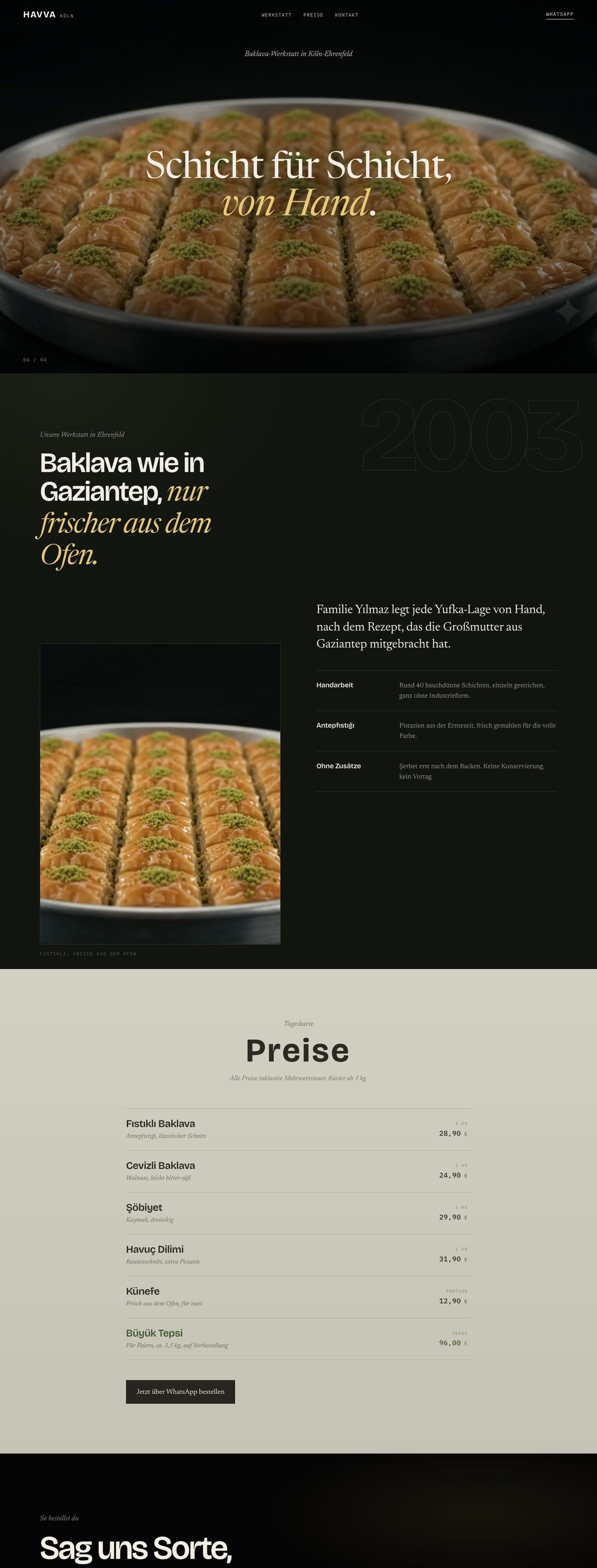 HAVVA Baklava — desktop view